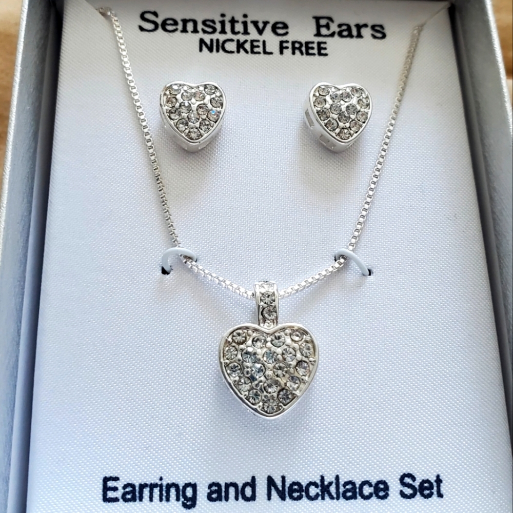 Silver Heart Necklace & Earring Set JcPenny Jewelry